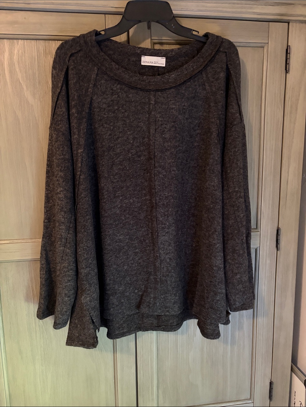 Zenana Outfitters Charcoal Gray Cozy Turtleneck Swing Pullover
